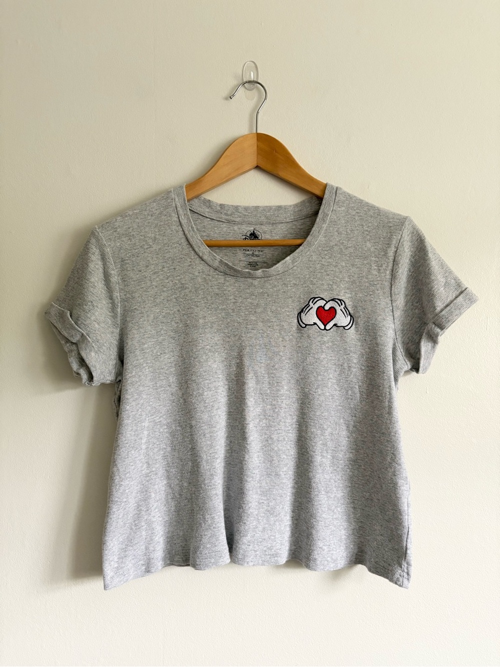 Disney Women's Short Sleeve Mickey Heart Patch Tee